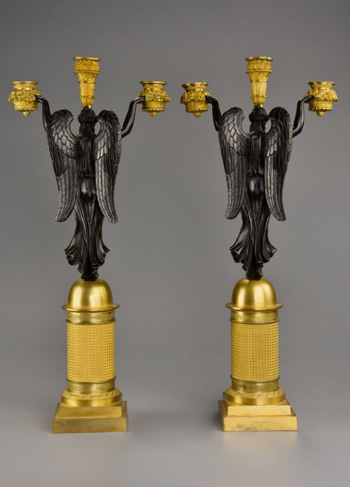 EXCEPTIONAL RARE PAIR OF EARLY 19TH CENTURY FRENCH EMPIRE BRONZE GILTBRONZE CANDELABRA OF SUPERB QUALITY SIGNED RABIAT - ADDITIONAL PHOTO 11