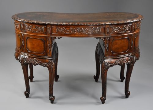 SUPERB QUALITY FINELY CARVED EDWARDIAN MAHOGANY KIDNEY SHAPED FREESTANDING DESK OR DRESSING TABLE - ADDITIONAL PHOTO 10