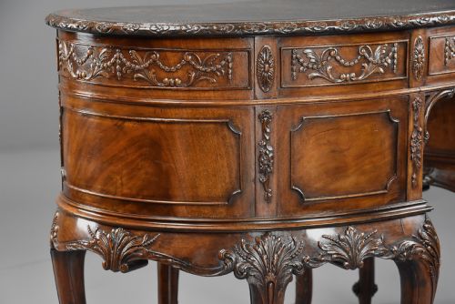 SUPERB QUALITY FINELY CARVED EDWARDIAN MAHOGANY KIDNEY SHAPED FREESTANDING DESK OR DRESSING TABLE - ADDITIONAL PHOTO 12