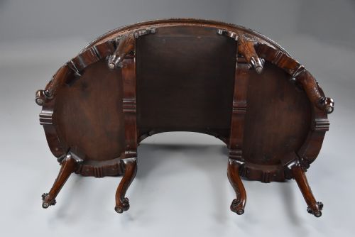 SUPERB QUALITY FINELY CARVED EDWARDIAN MAHOGANY KIDNEY SHAPED FREESTANDING DESK OR DRESSING TABLE - ADDITIONAL PHOTO 14