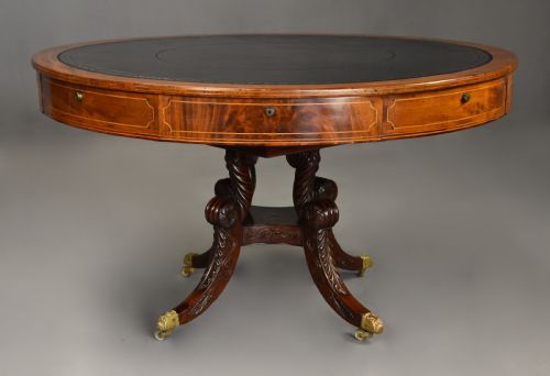 FINE QUALITY EARLY 19TH CENTURY REGENCY MAHOGANY DRUM OR LIBRARY TABLE POSSIBLY IRISH - ADDITIONAL PHOTO 1