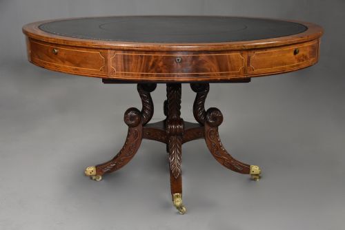 FINE QUALITY EARLY 19TH CENTURY REGENCY MAHOGANY DRUM OR LIBRARY TABLE POSSIBLY IRISH - ADDITIONAL PHOTO 3