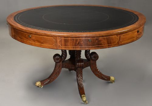 FINE QUALITY EARLY 19TH CENTURY REGENCY MAHOGANY DRUM OR LIBRARY TABLE POSSIBLY IRISH - ADDITIONAL PHOTO 4