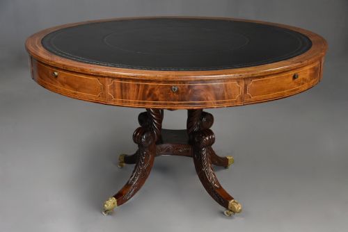 FINE QUALITY EARLY 19TH CENTURY REGENCY MAHOGANY DRUM OR LIBRARY TABLE POSSIBLY IRISH - ADDITIONAL PHOTO 5