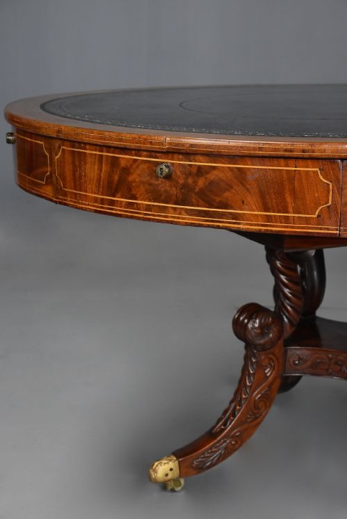 FINE QUALITY EARLY 19TH CENTURY REGENCY MAHOGANY DRUM OR LIBRARY TABLE POSSIBLY IRISH - ADDITIONAL PHOTO 6