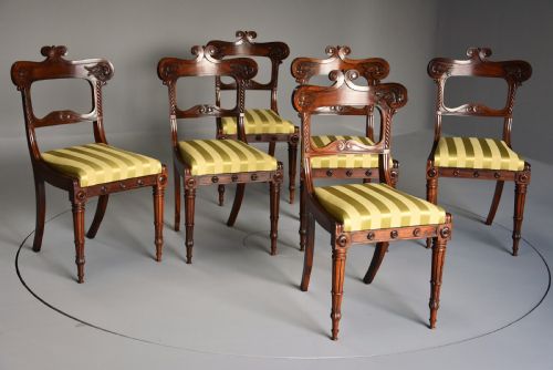 EARLY 19TH CENTURY FINE QUALITY SET OF SIX REGENCY ROSEWOOD DINING CHAIRS - ADDITIONAL PHOTO 1