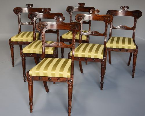 EARLY 19TH CENTURY FINE QUALITY SET OF SIX REGENCY ROSEWOOD DINING CHAIRS - ADDITIONAL PHOTO 3