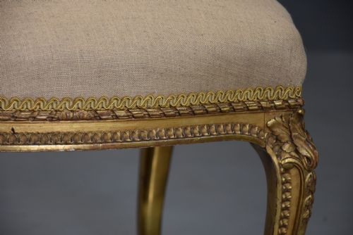 LARGE MID 19TH CENTURY FRENCH CARVED GILTWOOD STOOL STAMPED 'LOIDRAULT FRERES PARIS' - ADDITIONAL PHOTO 5