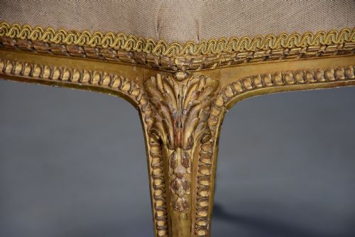 LARGE MID 19TH CENTURY FRENCH CARVED GILTWOOD STOOL STAMPED 'LOIDRAULT FRERES PARIS' - ADDITIONAL PHOTO 6