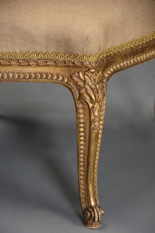 LARGE MID 19TH CENTURY FRENCH CARVED GILTWOOD STOOL STAMPED 'LOIDRAULT FRERES PARIS' - ADDITIONAL PHOTO 7