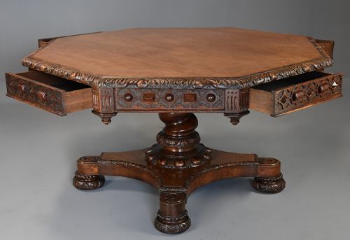 EARLY 19THC OAK LIBRARY TABLE OF LARGE PROPORTIONS WITH ELIZABETHAN JACOBEAN INFLUENCES - ADDITIONAL PHOTO 5