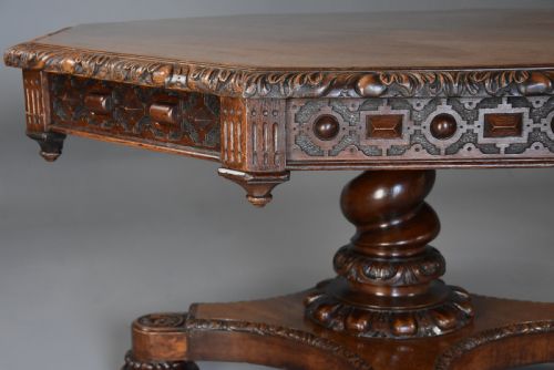 EARLY 19THC OAK LIBRARY TABLE OF LARGE PROPORTIONS WITH ELIZABETHAN JACOBEAN INFLUENCES - ADDITIONAL PHOTO 7