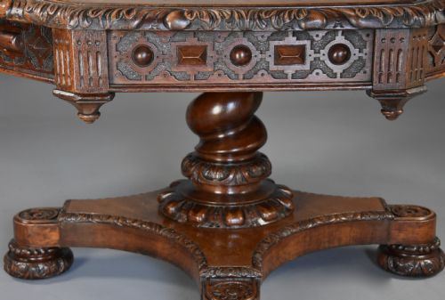 EARLY 19THC OAK LIBRARY TABLE OF LARGE PROPORTIONS WITH ELIZABETHAN JACOBEAN INFLUENCES - ADDITIONAL PHOTO 8