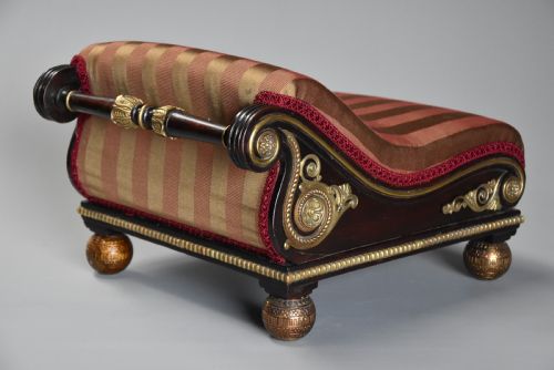SUPERB RARE 'DESIGN BOOK' EARLY 19TH CENTURY REGENCY MAHOGANY SCROLL TOP FOOT STOOL IN THE MANNER OF MATHEW GREGSON - ADDITIONAL PHOTO 3