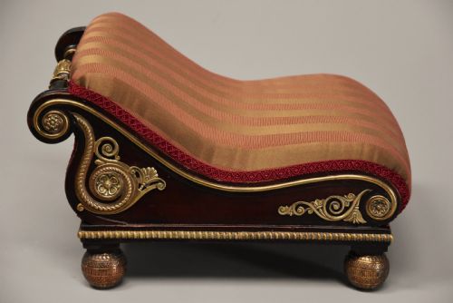 SUPERB RARE 'DESIGN BOOK' EARLY 19TH CENTURY REGENCY MAHOGANY SCROLL TOP FOOT STOOL IN THE MANNER OF MATHEW GREGSON - ADDITIONAL PHOTO 5