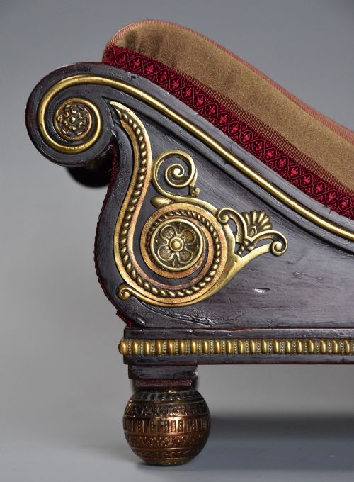 SUPERB RARE 'DESIGN BOOK' EARLY 19TH CENTURY REGENCY MAHOGANY SCROLL TOP FOOT STOOL IN THE MANNER OF MATHEW GREGSON - ADDITIONAL PHOTO 6