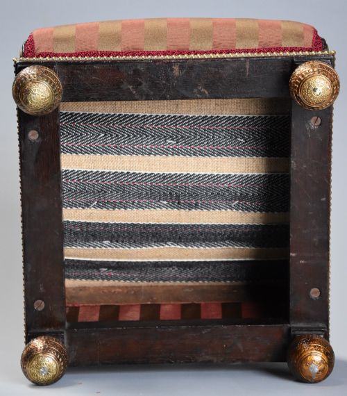 SUPERB RARE 'DESIGN BOOK' EARLY 19TH CENTURY REGENCY MAHOGANY SCROLL TOP FOOT STOOL IN THE MANNER OF MATHEW GREGSON - ADDITIONAL PHOTO 12