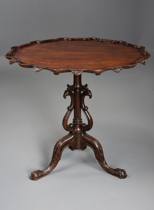 SUPERB EARLY 20TH CENTURY MAHOGANY TILT TOP TRIPOD TABLE IN THE CHIPPENDALE STYLE - ADDITIONAL PHOTO 2