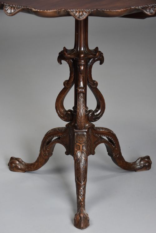 SUPERB EARLY 20TH CENTURY MAHOGANY TILT TOP TRIPOD TABLE IN THE CHIPPENDALE STYLE - ADDITIONAL PHOTO 7