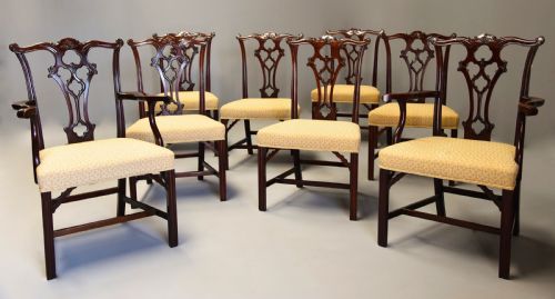 SET OF EIGHT LATE 19TH CENTURY CHIPPENDALE STYLE MAHOGANY DINING CHAIRS - ADDITIONAL PHOTO 1