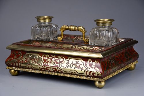 MID 19TH CENTURY ENGLISH TORTOISESHELL INLAID BRASS DESK STAND IN THE NAPOLEON III STYLE - ADDITIONAL PHOTO 7