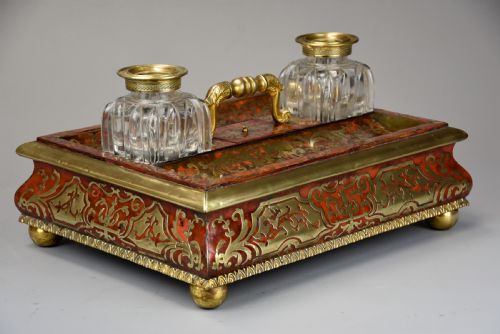 MID 19TH CENTURY ENGLISH TORTOISESHELL INLAID BRASS DESK STAND IN THE NAPOLEON III STYLE - ADDITIONAL PHOTO 8