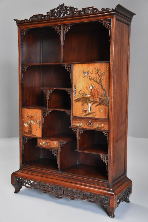 EXQUISITE FRENCH LATE 19TH CENTURY JAPANESE STYLE PADOUK DISPLAY CABINET ATTRIBUTED TO GABRIELFREDERIC VIARDOT - ADDITIONAL PHOTO 3