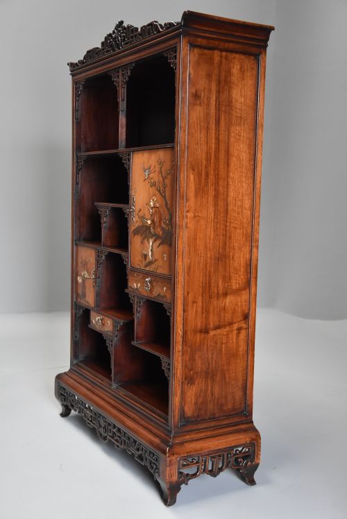 EXQUISITE FRENCH LATE 19TH CENTURY JAPANESE STYLE PADOUK DISPLAY CABINET ATTRIBUTED TO GABRIELFREDERIC VIARDOT - ADDITIONAL PHOTO 12