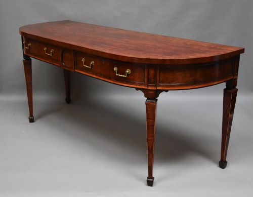 RARE FINE QUALITY LATE 18TH CENTURY SHERATON PERIOD MAHOGANY BOW FRONT SIDE TABLE OR SIDE SERVER - ADDITIONAL PHOTO 1