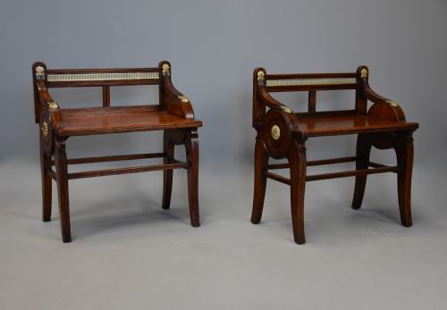 PAIR OF LATE 19TH CENTURY OAK HALL BENCHES BY JAMES SHOOLBRED CO - ADDITIONAL PHOTO 2