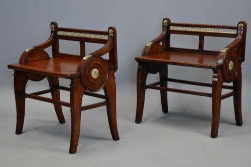 PAIR OF LATE 19TH CENTURY OAK HALL BENCHES BY JAMES SHOOLBRED CO - ADDITIONAL PHOTO 5