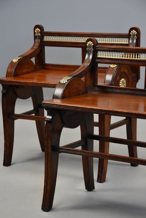 PAIR OF LATE 19TH CENTURY OAK HALL BENCHES BY JAMES SHOOLBRED CO - ADDITIONAL PHOTO 6