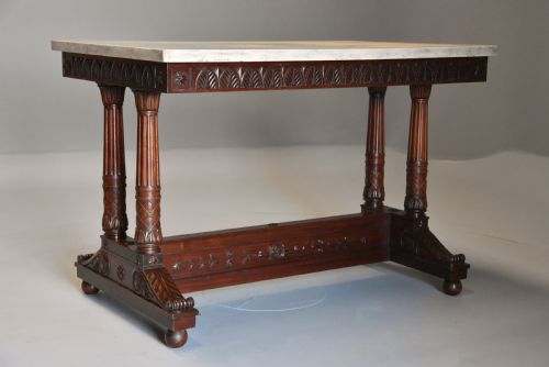RARE AND FINE QUALITY EARLY 19TH CENTURY FRENCH EMPIRE MAHOGANY CENTRE TABLE WITH MARBLE TOP STAMPED 'JACOB' - ADDITIONAL PHOTO 1