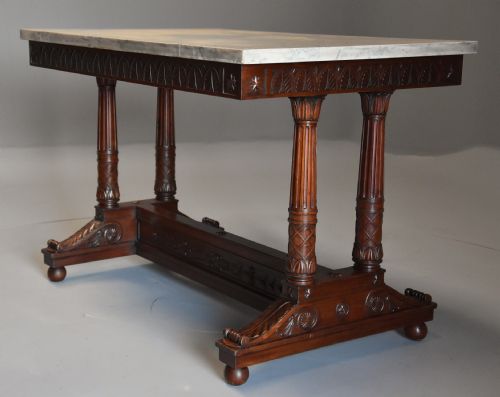 RARE AND FINE QUALITY EARLY 19TH CENTURY FRENCH EMPIRE MAHOGANY CENTRE TABLE WITH MARBLE TOP STAMPED 'JACOB' - ADDITIONAL PHOTO 2