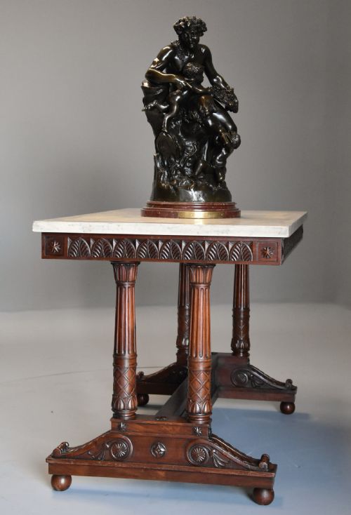 RARE AND FINE QUALITY EARLY 19TH CENTURY FRENCH EMPIRE MAHOGANY CENTRE TABLE WITH MARBLE TOP STAMPED 'JACOB' - ADDITIONAL PHOTO 4