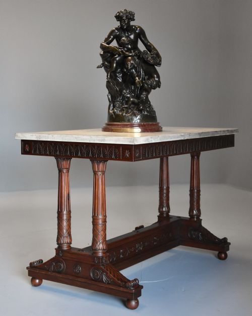 RARE AND FINE QUALITY EARLY 19TH CENTURY FRENCH EMPIRE MAHOGANY CENTRE TABLE WITH MARBLE TOP STAMPED 'JACOB' - ADDITIONAL PHOTO 5