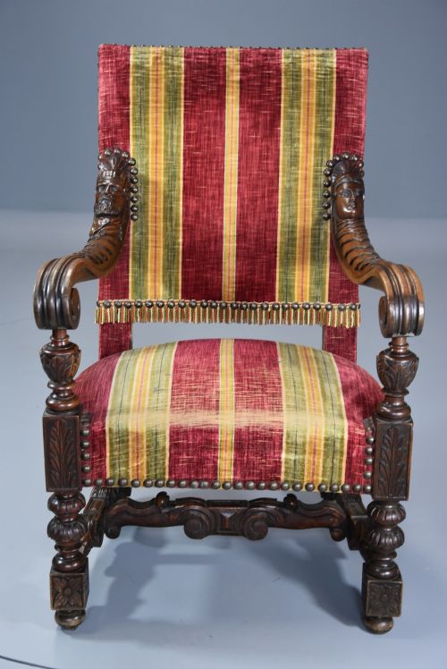 FINE IMPRESSIVE PAIR OF 19TH CENTURY FRENCH BAROQUE STYLE WALNUT OPEN ARMCHAIRS - ADDITIONAL PHOTO 3