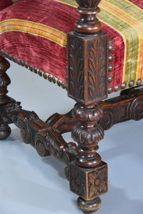 FINE IMPRESSIVE PAIR OF 19TH CENTURY FRENCH BAROQUE STYLE WALNUT OPEN ARMCHAIRS - ADDITIONAL PHOTO 8