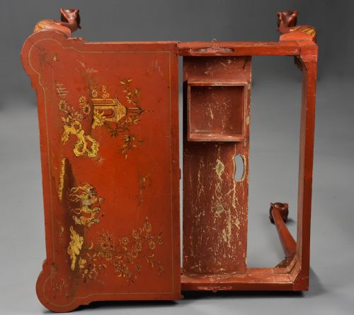 EARLY 20TH CENTURY RED LACQUERED CHINOISERIE CARD OR GAMES TABLE IN THE 18THC STYLE - ADDITIONAL PHOTO 14