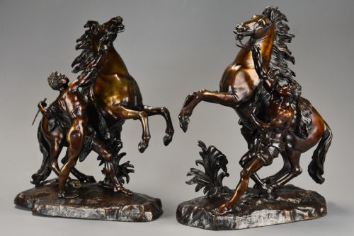 Pair of Fine Quality Late 19th Century Bronze Marly Horses, After Guillaume Coustou the Elder
