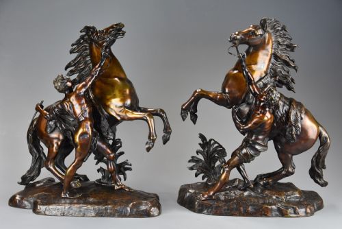 fig 1. Pair of fine quality late 19th century bronze Marly horses, after Guillaume Coustou The Elder