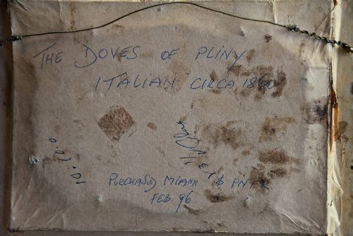 MID 19TH CENTURY ITALIAN MICROMOSAIC PLAQUE OF THE DOVES OF PLINY OR THE CAPITOLINE DOVES IN EBONISED FRAME - ADDITIONAL PHOTO 8