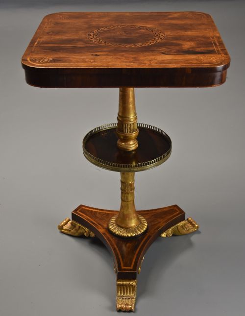FINE QUALITY 19TH CENTURY REGENCY ROSEWOOD TWO TIER OCCASIONAL TABLE IN THE MANNER OF GEORGE BULLOCK - ADDITIONAL PHOTO 3