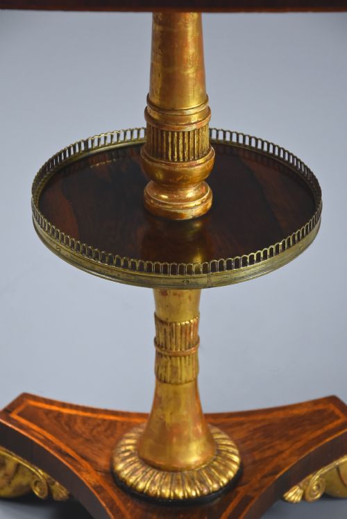 FINE QUALITY 19TH CENTURY REGENCY ROSEWOOD TWO TIER OCCASIONAL TABLE IN THE MANNER OF GEORGE BULLOCK - ADDITIONAL PHOTO 7