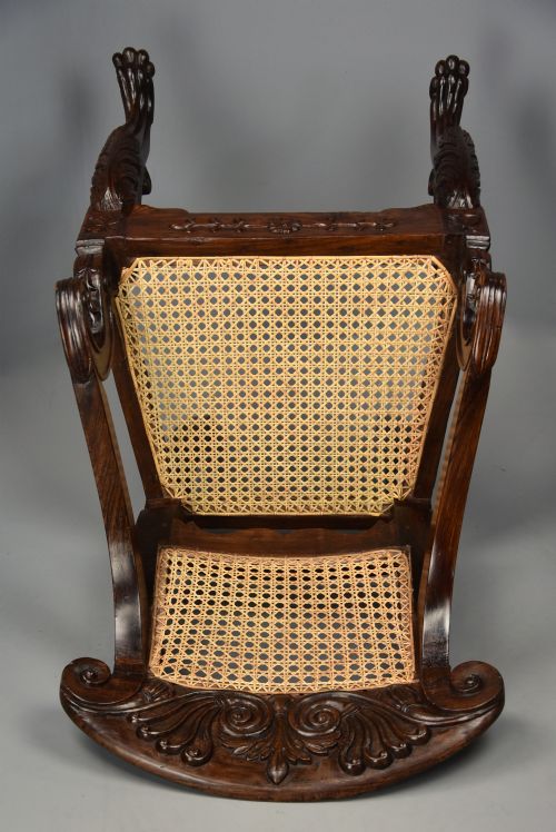 MID 19TH CENTURY ANGLO INDIAN CARVED PADOUK OPEN ARMCHAIR WITH ENGLISH REGENCY INFLUENCES - ADDITIONAL PHOTO 11