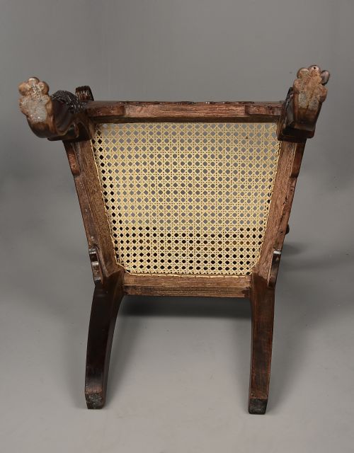 MID 19TH CENTURY ANGLO INDIAN CARVED PADOUK OPEN ARMCHAIR WITH ENGLISH REGENCY INFLUENCES - ADDITIONAL PHOTO 12