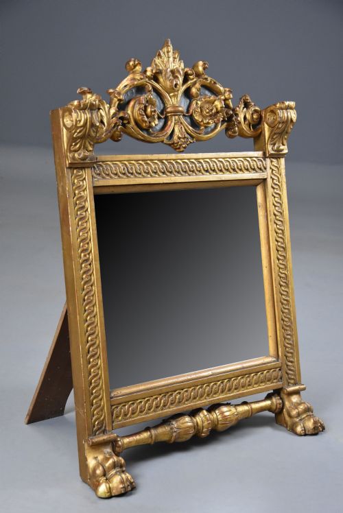 LATE 19TH CENTURY RENAISSANCE STYLE CARVED GILTWOOD EASEL TABLE MIRROR - ADDITIONAL PHOTO 1