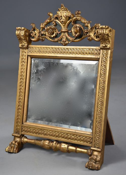 LATE 19TH CENTURY RENAISSANCE STYLE CARVED GILTWOOD EASEL TABLE MIRROR - ADDITIONAL PHOTO 3