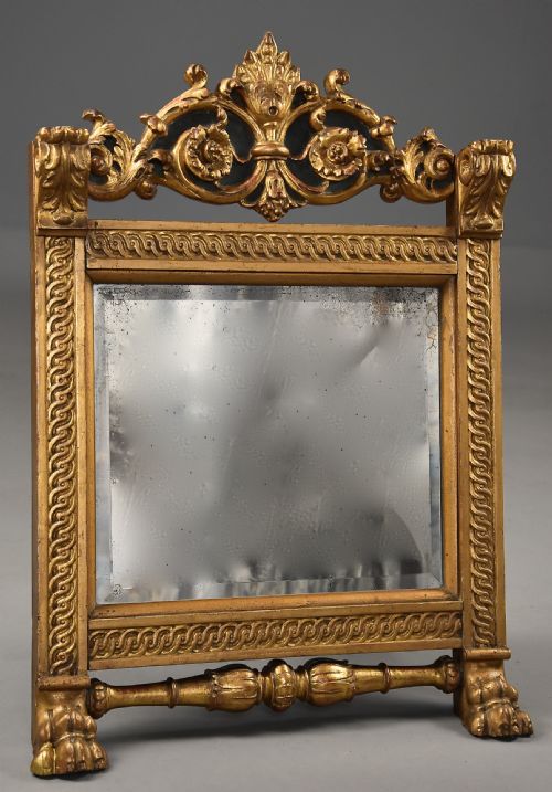 LATE 19TH CENTURY RENAISSANCE STYLE CARVED GILTWOOD EASEL TABLE MIRROR - ADDITIONAL PHOTO 4