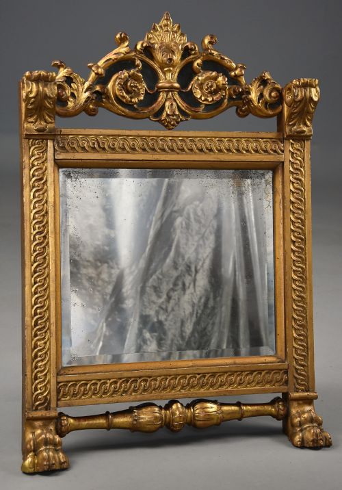 LATE 19TH CENTURY RENAISSANCE STYLE CARVED GILTWOOD EASEL TABLE MIRROR - ADDITIONAL PHOTO 5